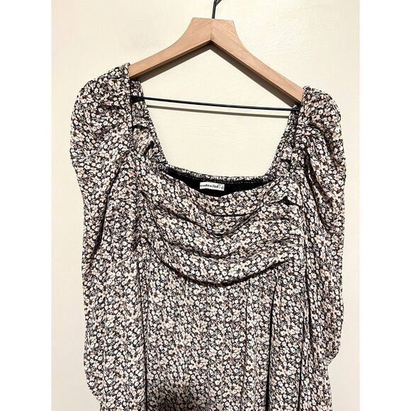 Abercrombie & Fitch Puff Sleeve Ruffle Smocked Mini Dress Women's Size Large - Picture 4 of 11